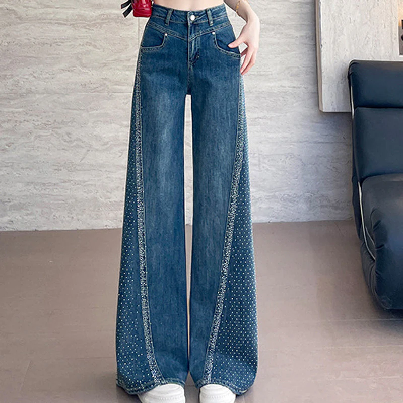đ60% DE RĂDUCTION ! âš Jean Large Ă Jambes Larges pour Femme avec Strass â ĂlĂ©gance, Confort & Silhouette AllongĂ©e ! đđ„ - Image 10
