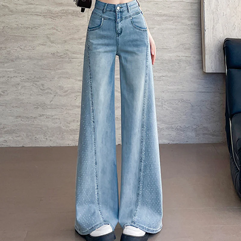 đ60% DE RĂDUCTION ! âš Jean Large Ă Jambes Larges pour Femme avec Strass â ĂlĂ©gance, Confort & Silhouette AllongĂ©e ! đđ„ - Image 11