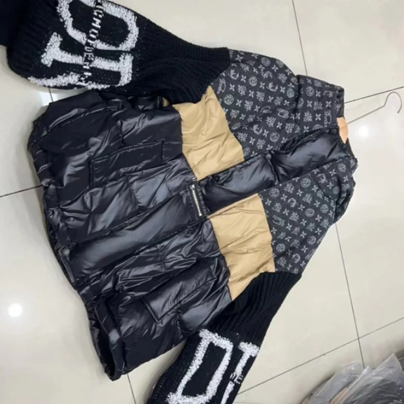 đ„PrĂ©-rĂ©chauffement hivernal - Remises Ă©normesđ„Blouson bouffant Ă capuche Ă manches en tricot patchwork pour femme - Image 10
