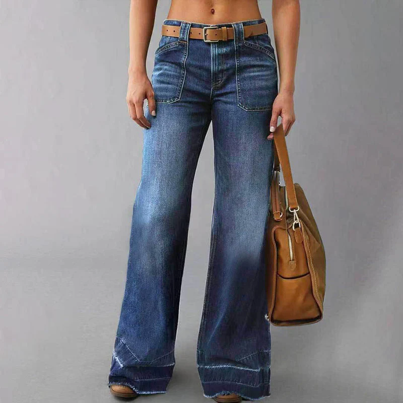 📢📢60 % de réduction !! ⏰Jean évasé rétro pour femme – Coupe flatteuse, poches généreuses et denim stretch ultra-confortable - Image 11