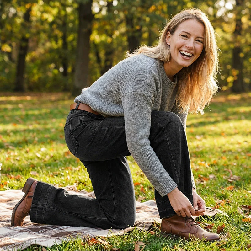 📢📢60 % de réduction !! ⏰Jean évasé rétro pour femme – Coupe flatteuse, poches généreuses et denim stretch ultra-confortable - Image 6