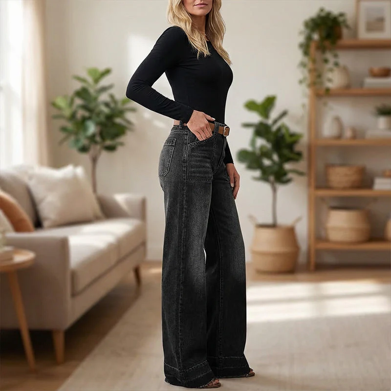 📢📢60 % de réduction !! ⏰Jean évasé rétro pour femme – Coupe flatteuse, poches généreuses et denim stretch ultra-confortable - Image 7