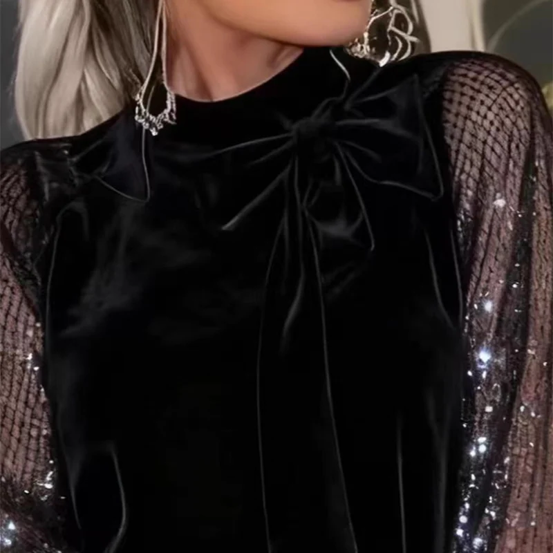 📢📢70 % de réduction !!!⏰Robe à nœud papillon et paillettes pour femme ✨👗 - Image 6