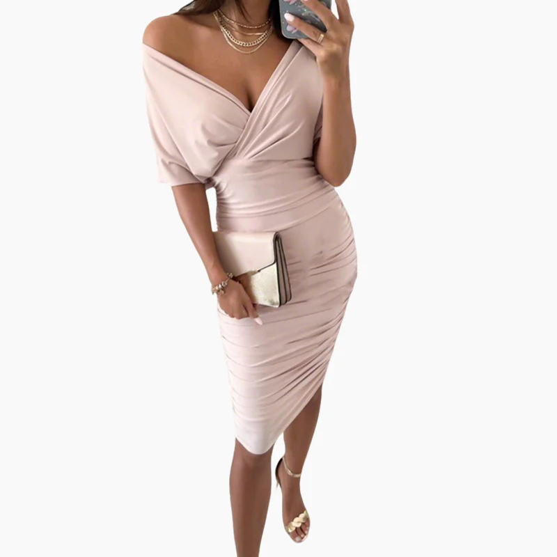📢📢50 % de réduction !! ⏰Robe moulante sexy à col en V froncé pour femme - Image 9