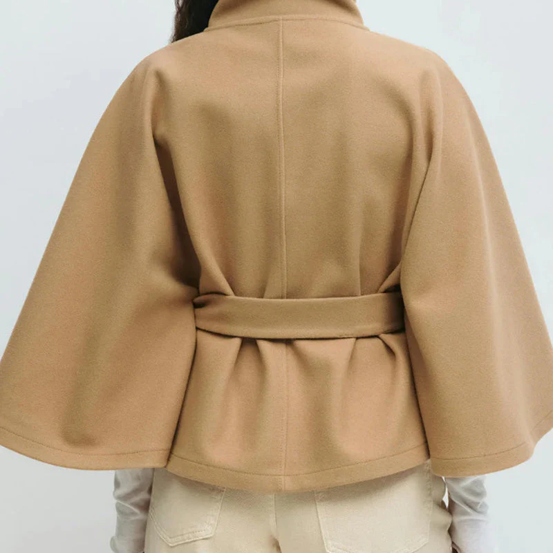 📢📢60 % de réduction !! ⏰Manteau-cape à col droit avec ceinture pour femme🧥 - Image 6