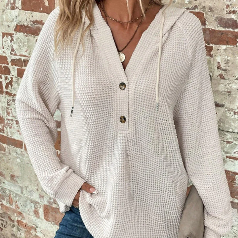 Top à capuche à manches longues de couleur unie pour femmes💖 - Image 10