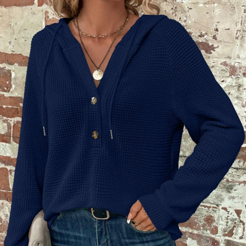 Top à capuche à manches longues de couleur unie pour femmes💖 - Image 12