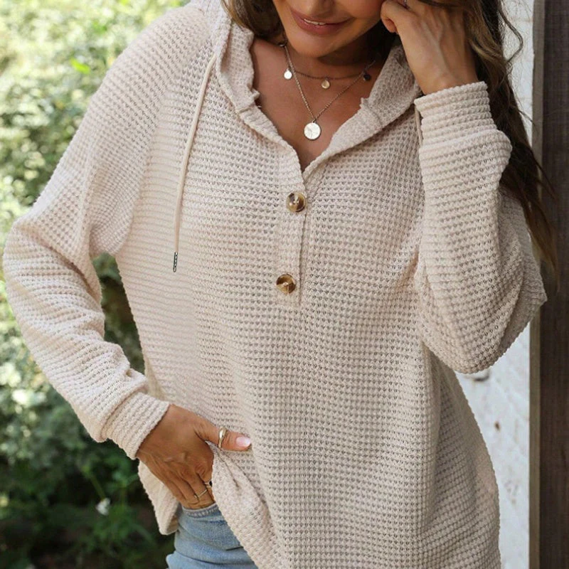 Top à capuche à manches longues de couleur unie pour femmes💖 - Image 13