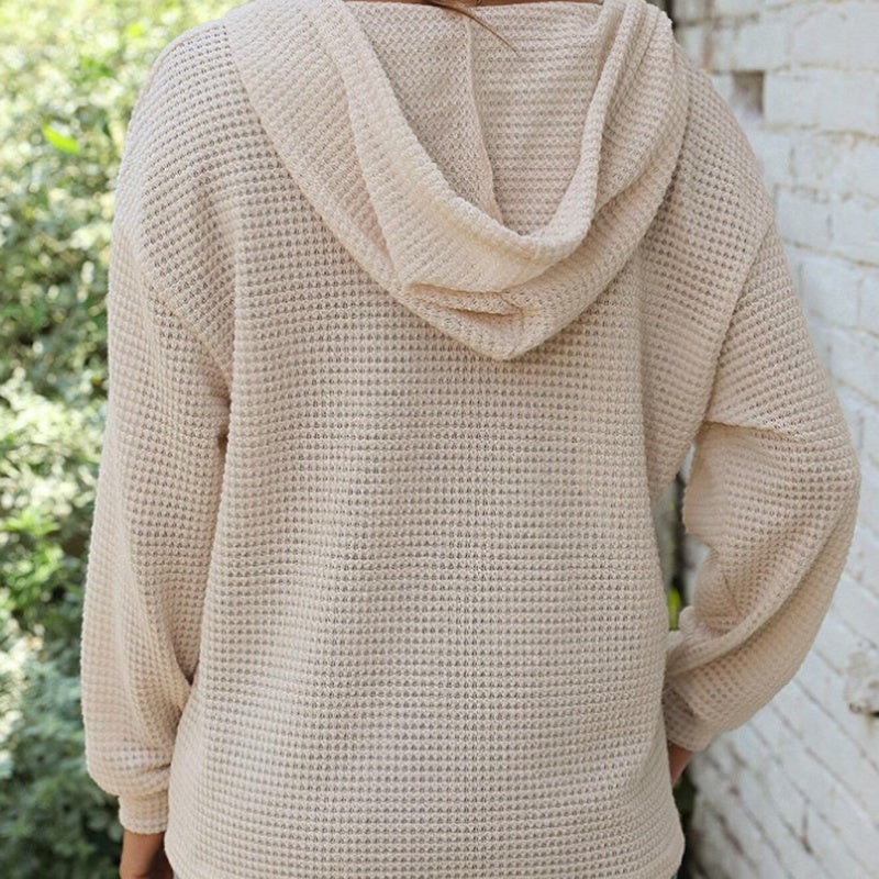 Top à capuche à manches longues de couleur unie pour femmes💖 - Image 4