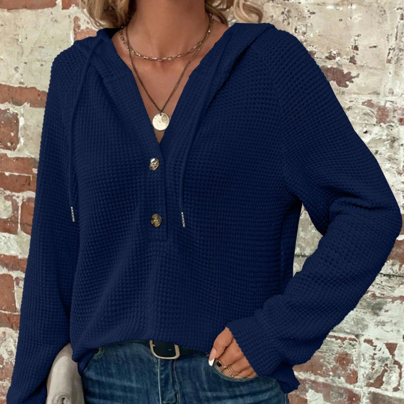 Top à capuche à manches longues de couleur unie pour femmes💖 - Image 7