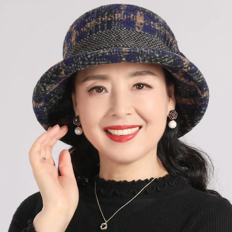 đąđą60 % de rĂ©duction !! â°Chapeau cloche vintage Ă carreaux en fausse laine pour femme - Image 11