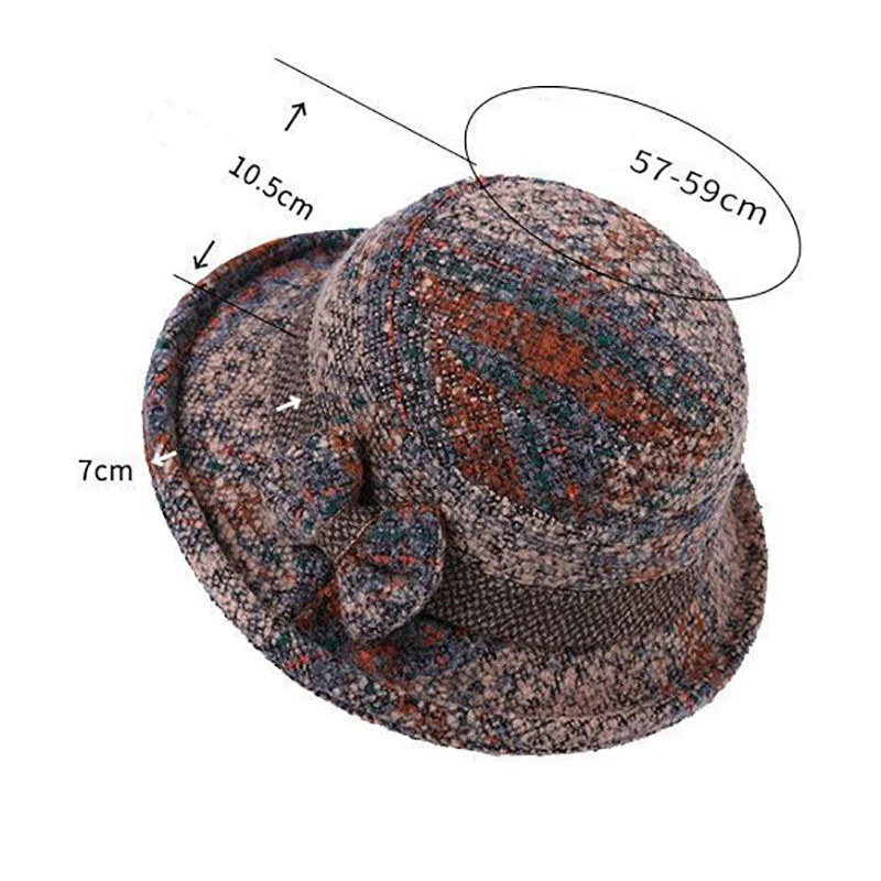 đąđą60 % de rĂ©duction !! â°Chapeau cloche vintage Ă carreaux en fausse laine pour femme - Image 8