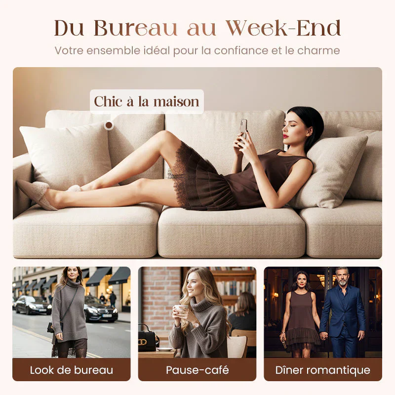 ❄️💃 Soldes d'hiver - 60 % de réduction 👗 Ensemble mini-robe et pull à col roulé pour femme - Image 17
