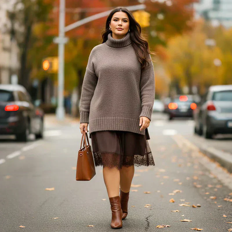 ❄️💃 Soldes d'hiver - 60 % de réduction 👗 Ensemble mini-robe et pull à col roulé pour femme - Image 7