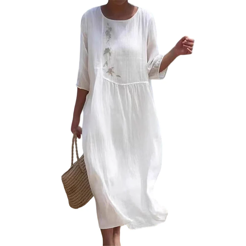 📢📢60 % de réduction !! ⏰Robe Midi Brodée Décontractée | Chic Quotidien 🌸 - Image 2