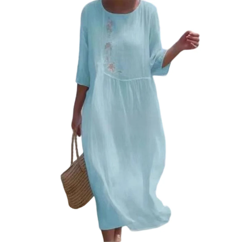 📢📢60 % de réduction !! ⏰Robe Midi Brodée Décontractée | Chic Quotidien 🌸 - Image 3