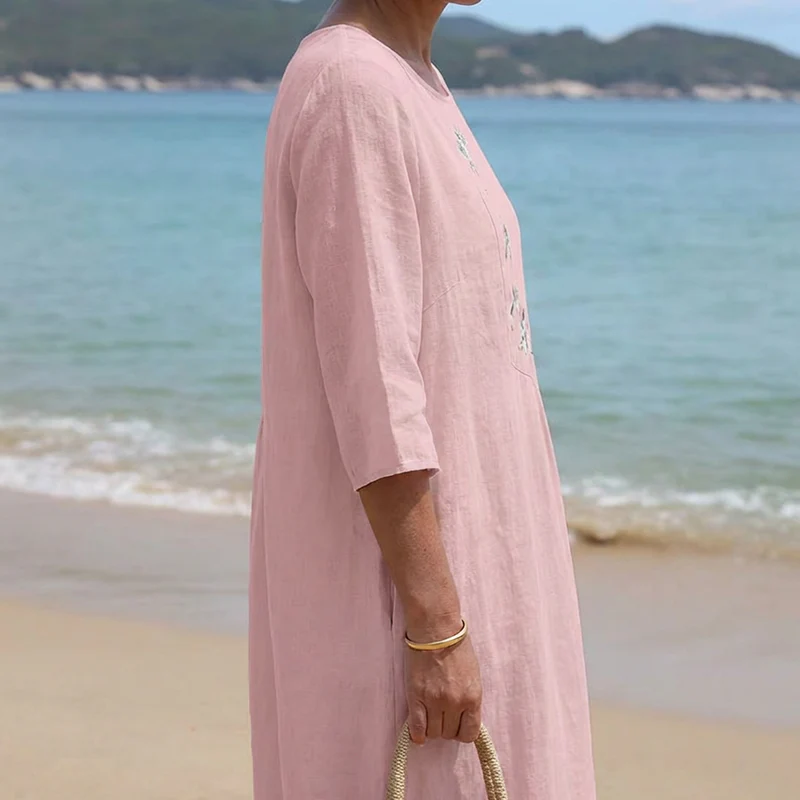 📢📢60 % de réduction !! ⏰Robe Midi Brodée Décontractée | Chic Quotidien 🌸 - Image 8
