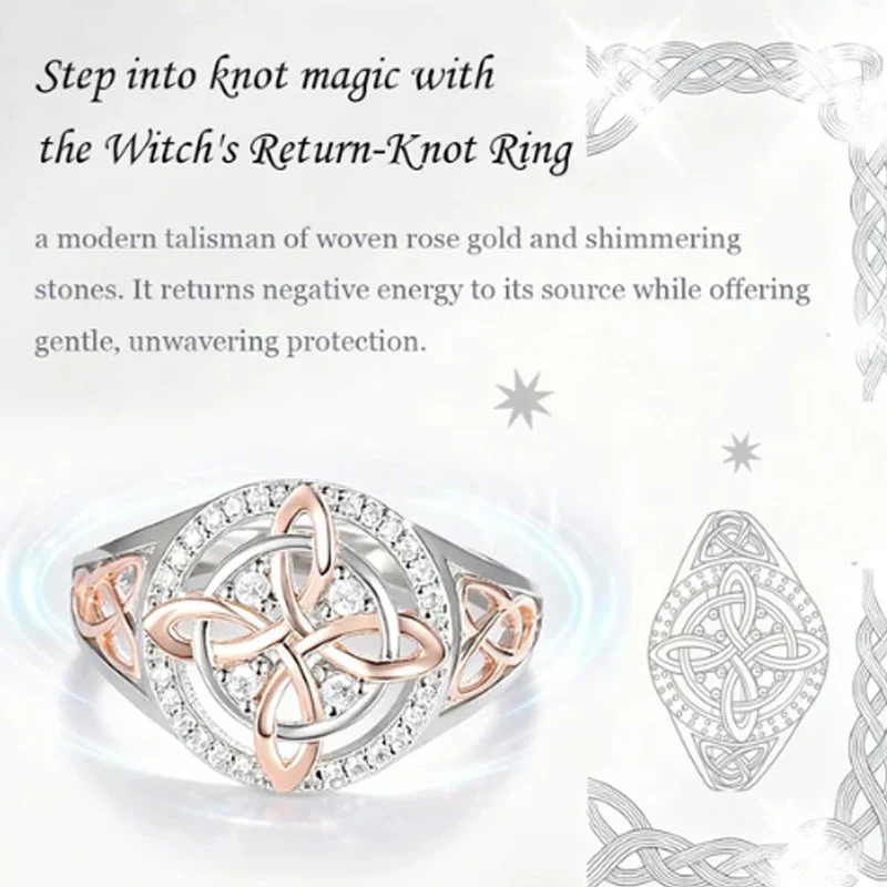 📢📢60 %  DE RÉDUCTION !! ⏰Bague Élégante Bicolore à Nœud Celtique Ornée de Zircons - Image 2