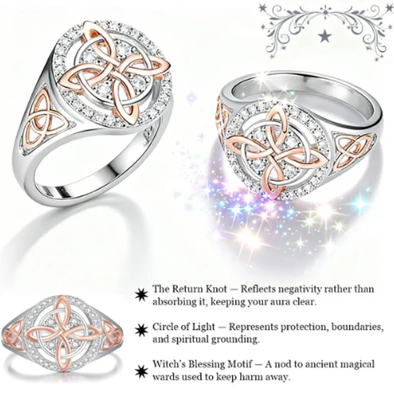 📢📢60 %  DE RÉDUCTION !! ⏰Bague Élégante Bicolore à Nœud Celtique Ornée de Zircons - Image 3