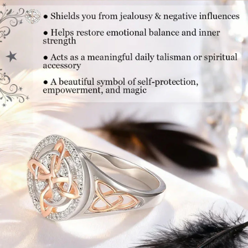 📢📢60 %  DE RÉDUCTION !! ⏰Bague Élégante Bicolore à Nœud Celtique Ornée de Zircons - Image 4