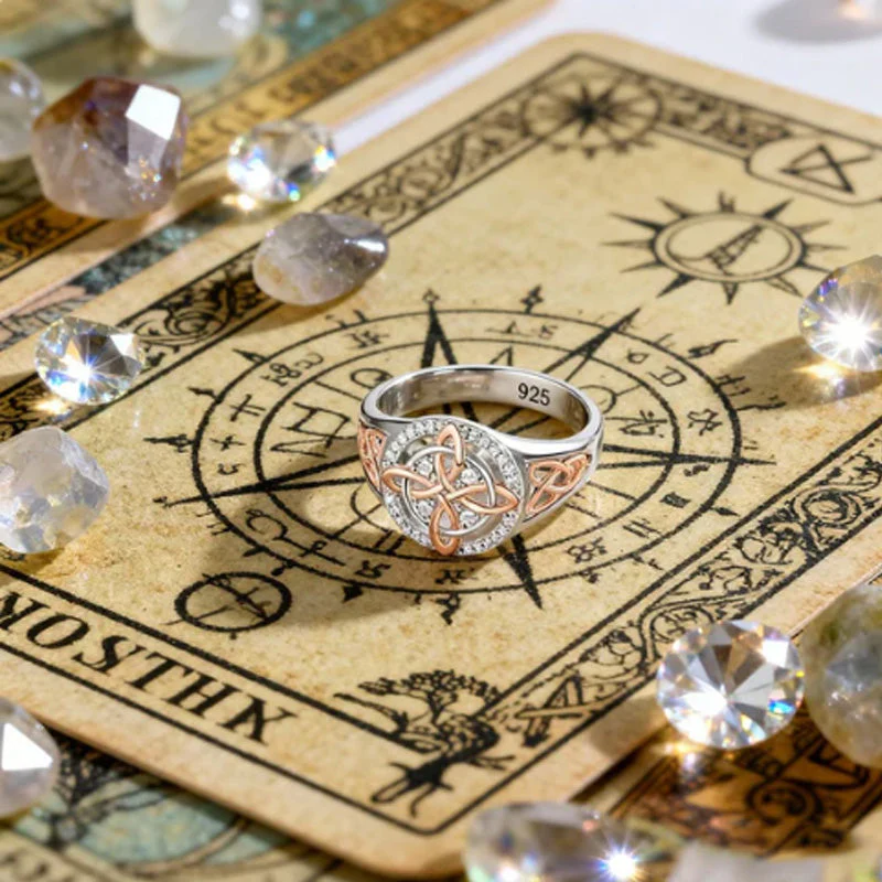 📢📢60 %  DE RÉDUCTION !! ⏰Bague Élégante Bicolore à Nœud Celtique Ornée de Zircons - Image 7