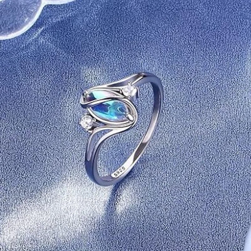 đąđą50 % de rĂ©duction !! â° Bague gĂ©omĂ©trique ovale en pierre de lune avec accents de zirconia â Mystique, Ă©tincelante et Ă©lĂ©gance intemporelle ! đâš - Image 8