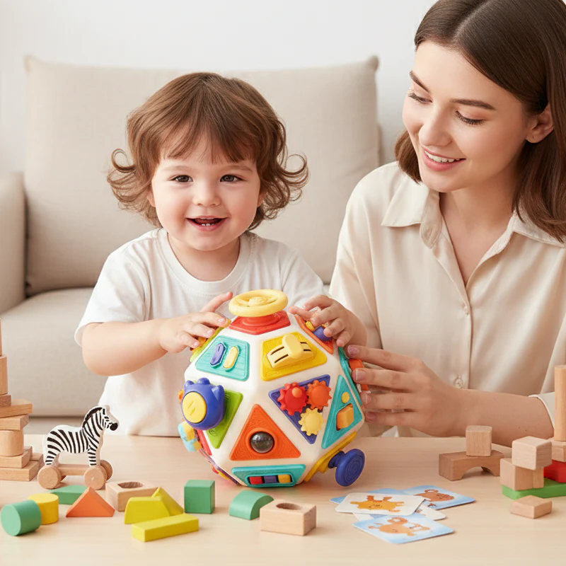 📢📢50% DE RÉDUCTION !!! 🎅 CUBE SENSORIEL 22-EN-1 - 15 Panneaux d'Activités Interchangeables, Développe la Motricité et l'Éveil des Sens, Enfant 1-3 Ans 🎨👶 - Image 6